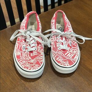 Vans Red and White Patterned Sneakers
